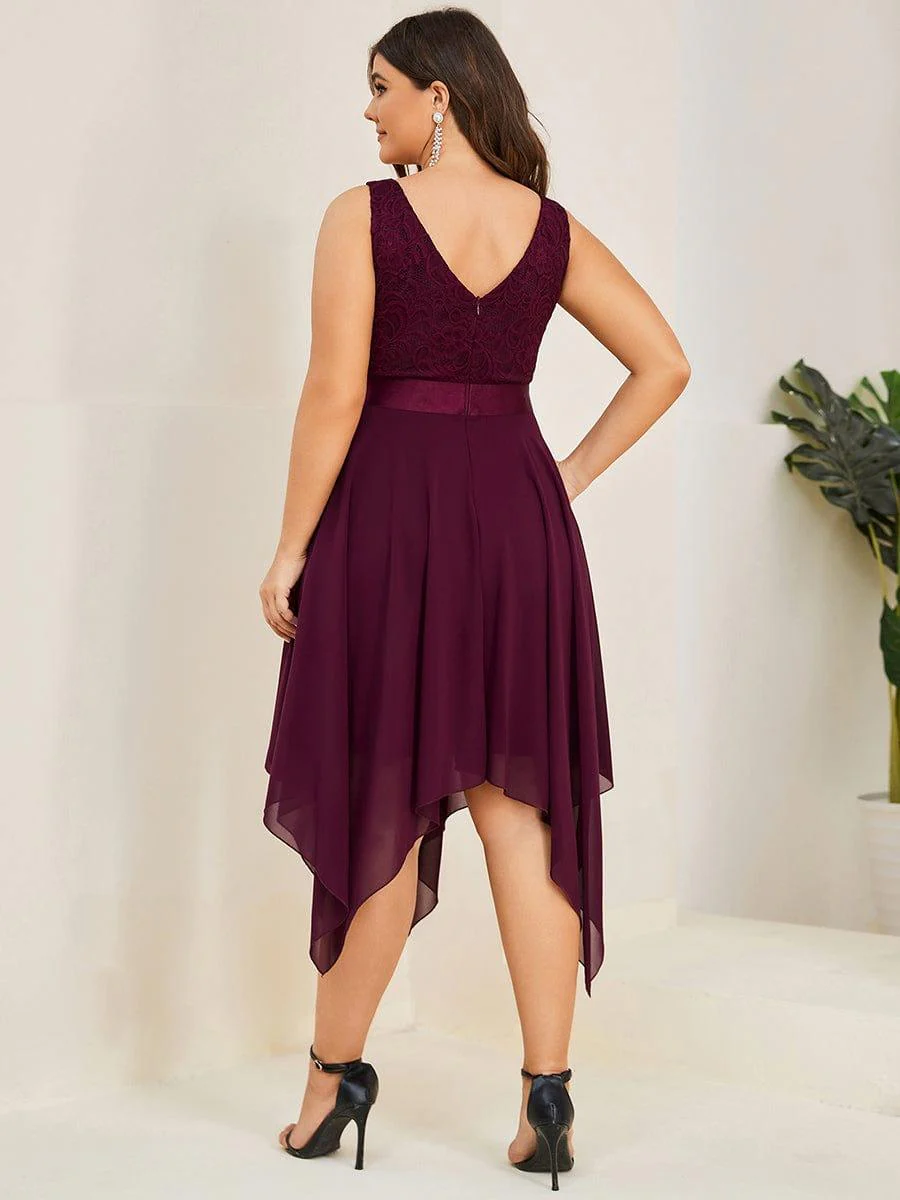 pretty COSTA|Plus Size Stunning V Neck Lace & Chiffon Prom Dress for Women (Final Sale) - Image 82