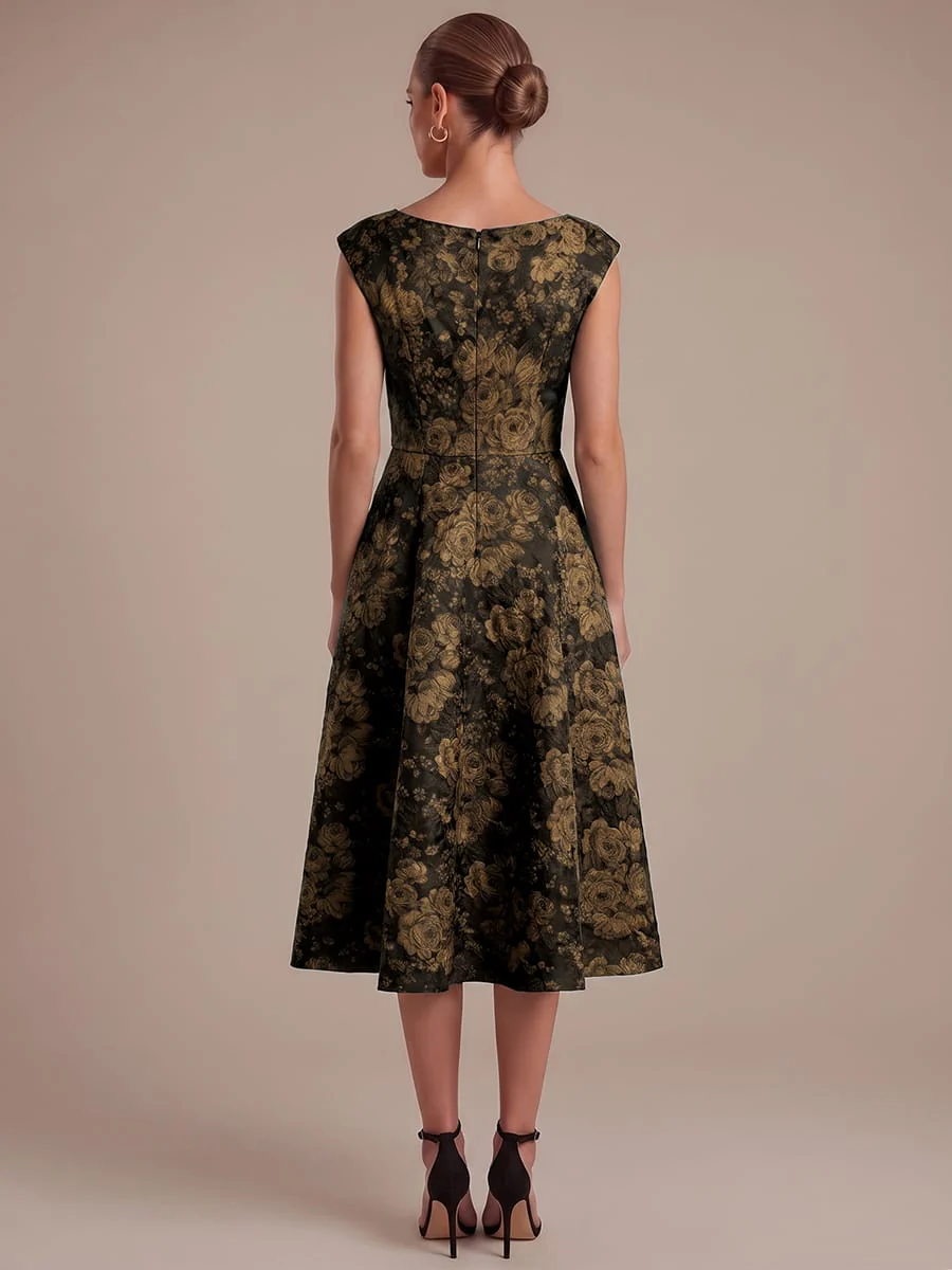 Printed Jacquard Cap Sleeve Dress - Image 13