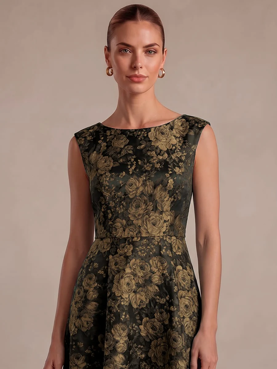 Printed Jacquard Cap Sleeve Dress - Image 15