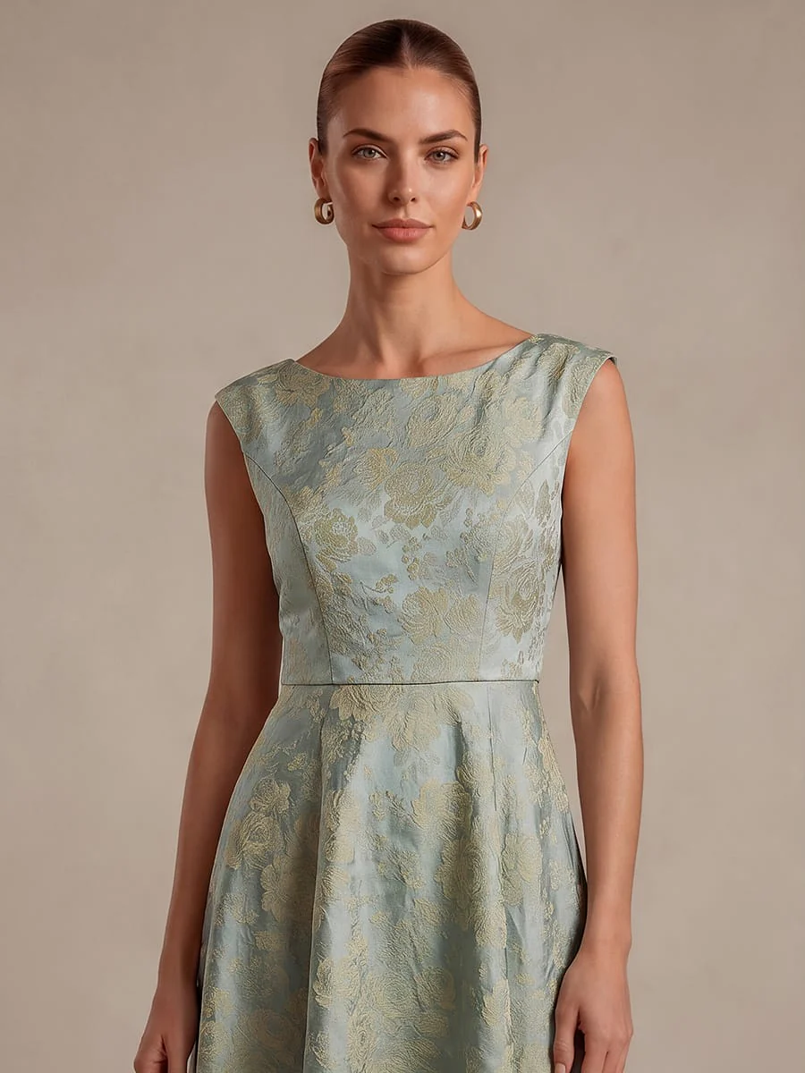 Printed Jacquard Cap Sleeve Dress - Image 9