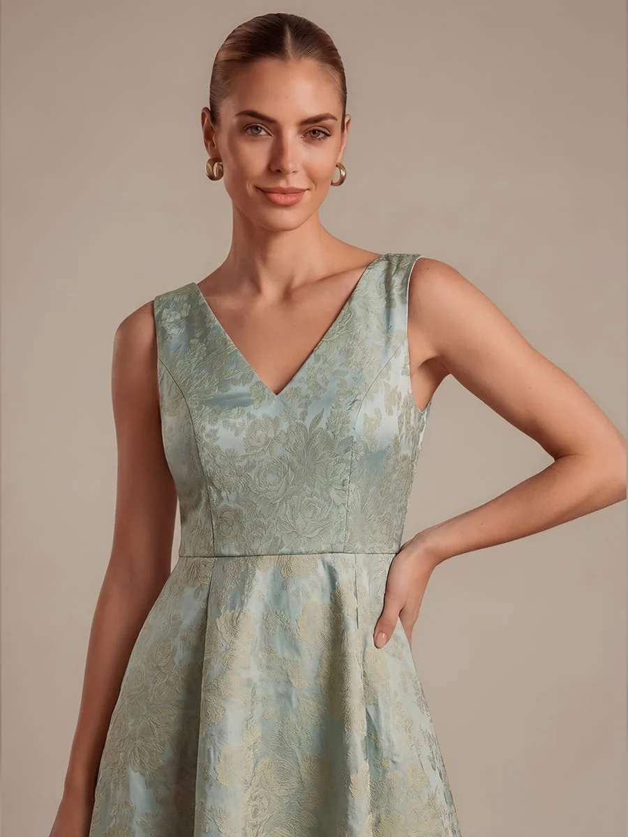 Printed Jacquard Cap Sleeve Dress - Image 6
