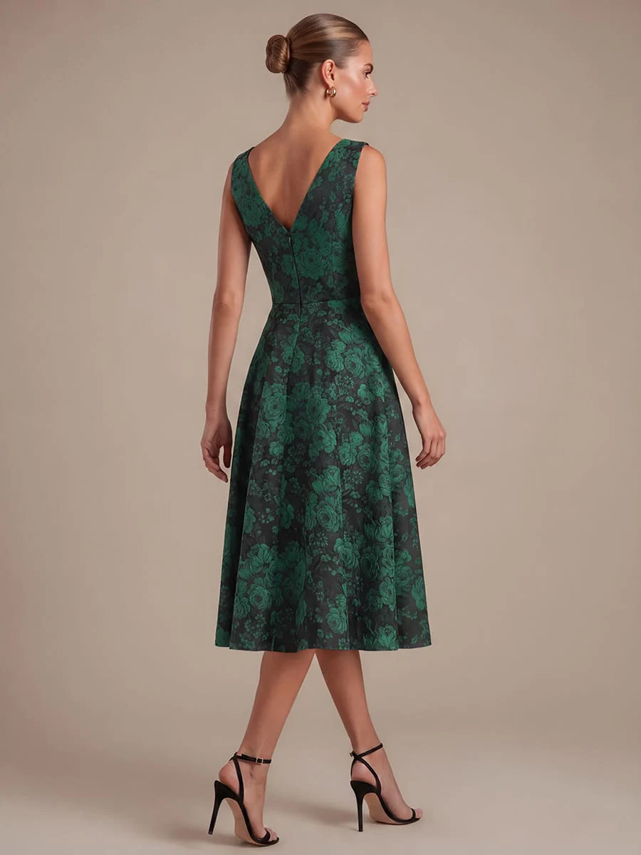 Printed Jacquard Cap Sleeve Dress - Image 8