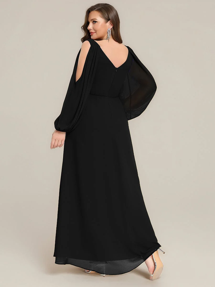 ever MARINA|Rhinestone Embellished Chiffon Lantern Sleeve Dress - Image 7