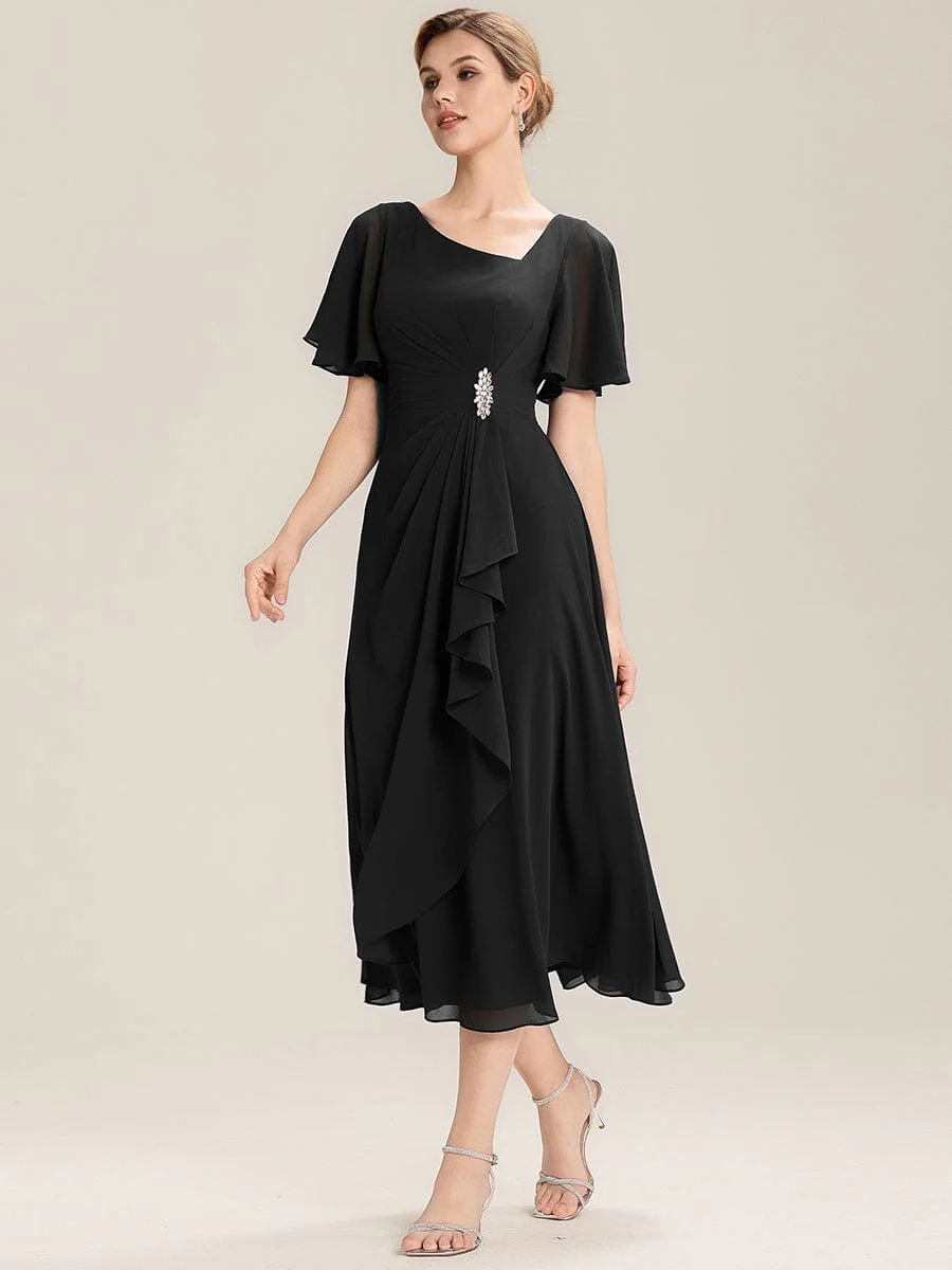 ever LILOU|Rhinestone Embellished Chiffon Ruffle Sleeve Mother of the Bride Dress - Image 14
