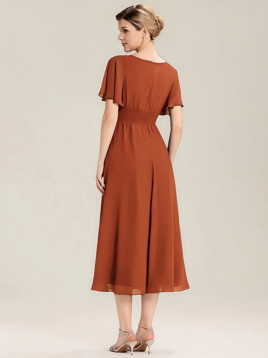 ever LILOU|Rhinestone Embellished Chiffon Ruffle Sleeve Wedding Guest Dress - Image 36