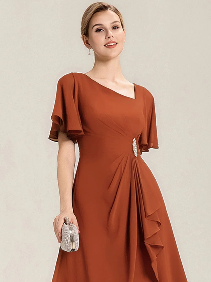 ever LILOU|Rhinestone Embellished Chiffon Ruffle Sleeve Wedding Guest Dress - Image 37