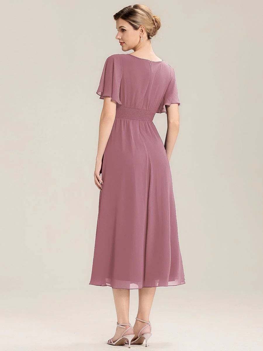 ever LILOU|Rhinestone Embellished Chiffon Ruffle Sleeve Wedding Guest Dress - Image 48