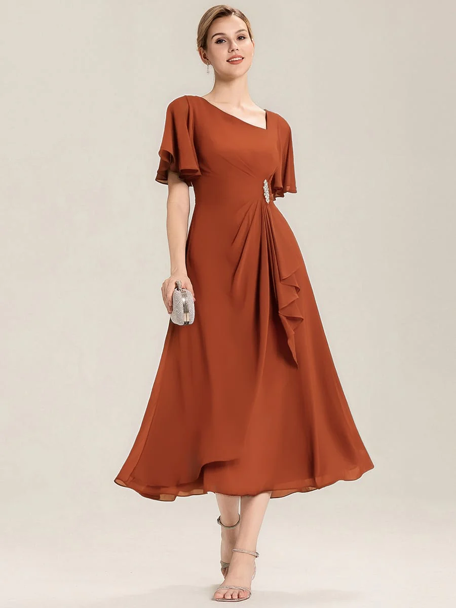 ever LILOU|Rhinestone Embellished Chiffon Ruffle Sleeve Wedding Guest Dress - Image 57