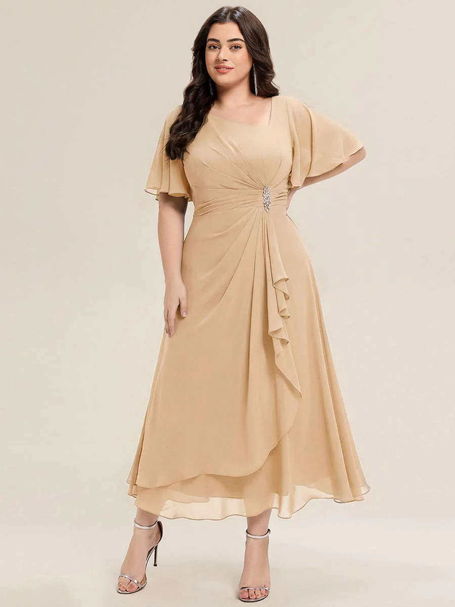 ever LILOU|Rhinestone Embellished Chiffon Ruffle Sleeve Wedding Guest Dress - Image 66