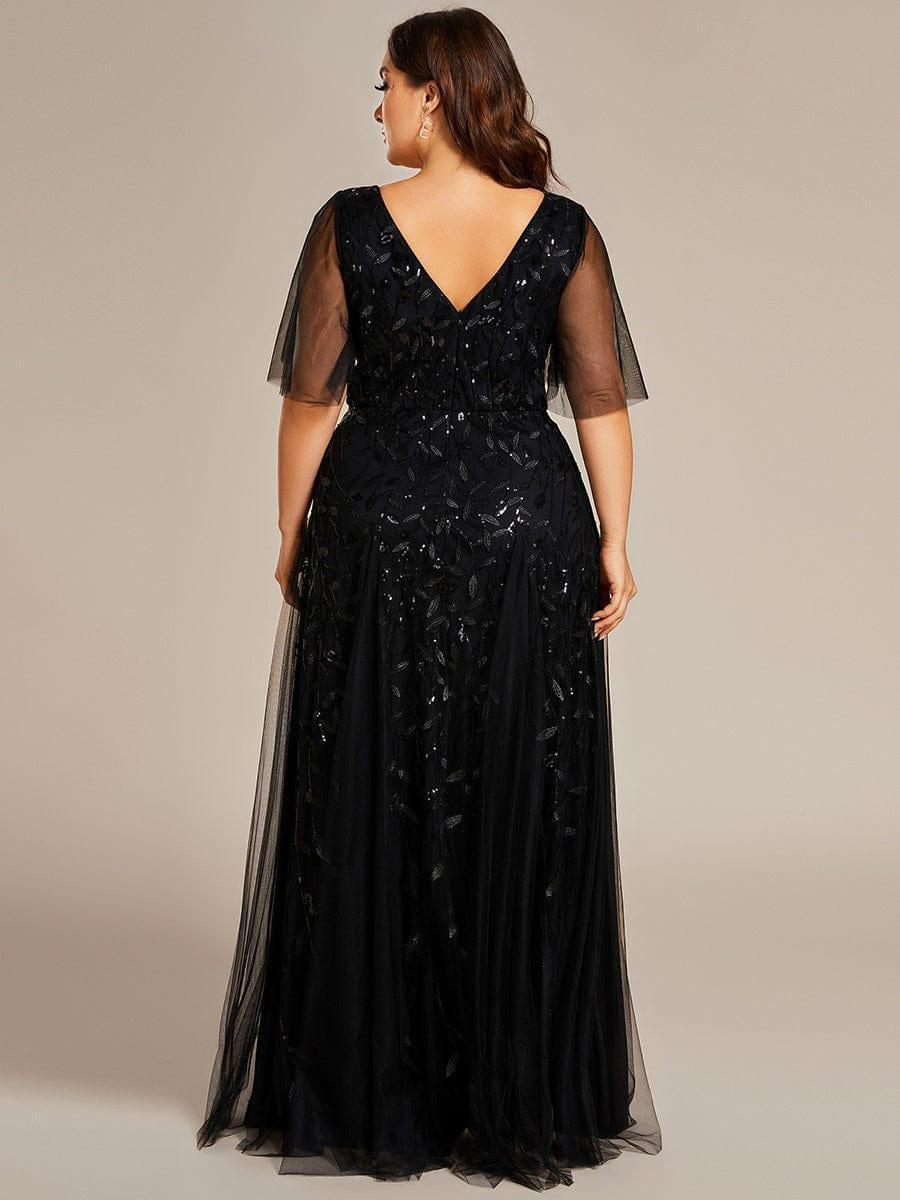 ever ASTRAL|Romantic Shimmery V Neck Ruffle Sleeves Maxi Long Evening Gowns - Image 11