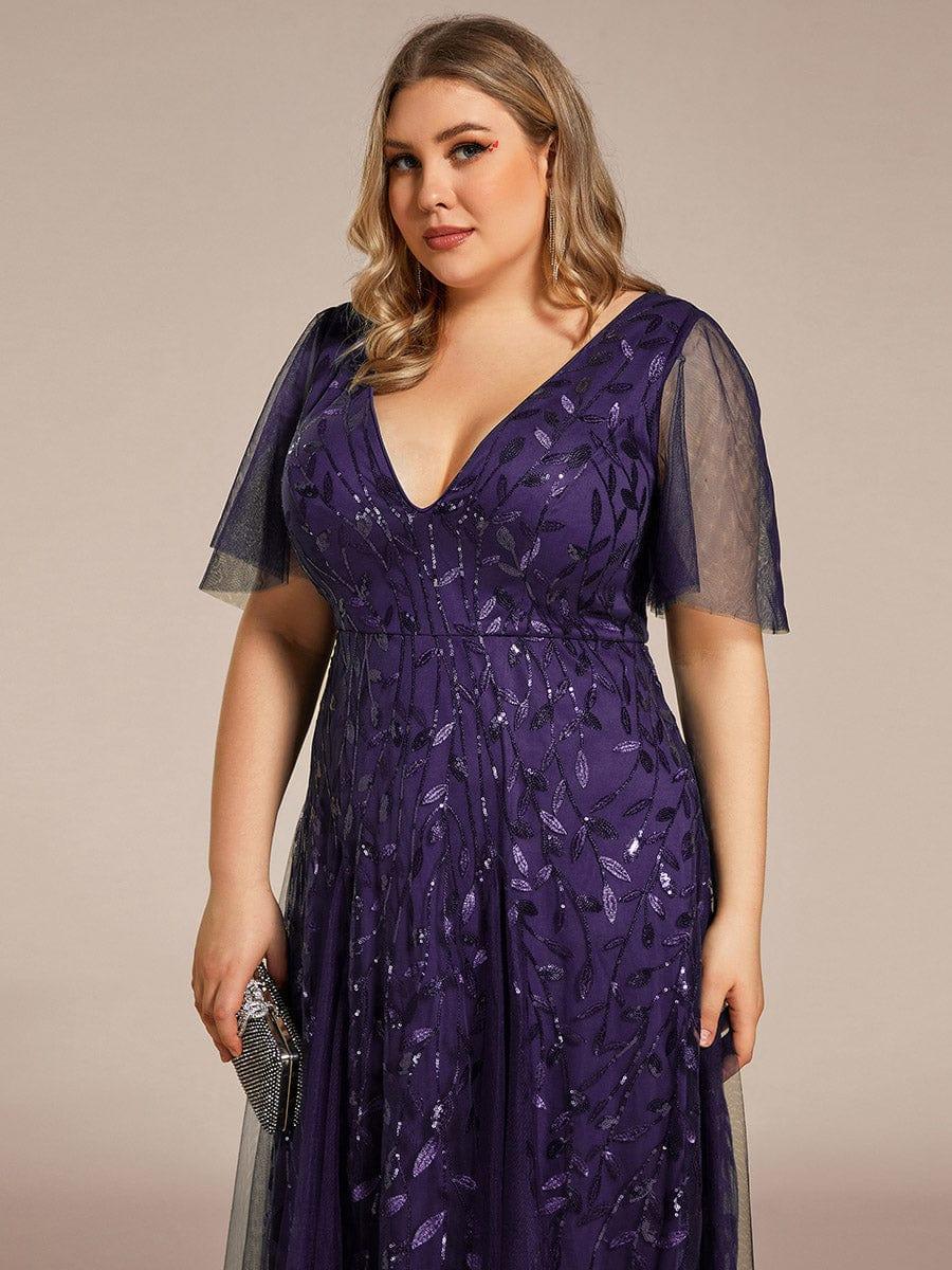 ever ASTRAL|Romantic Shimmery V Neck Ruffle Sleeves Maxi Long Evening Gowns - Image 154