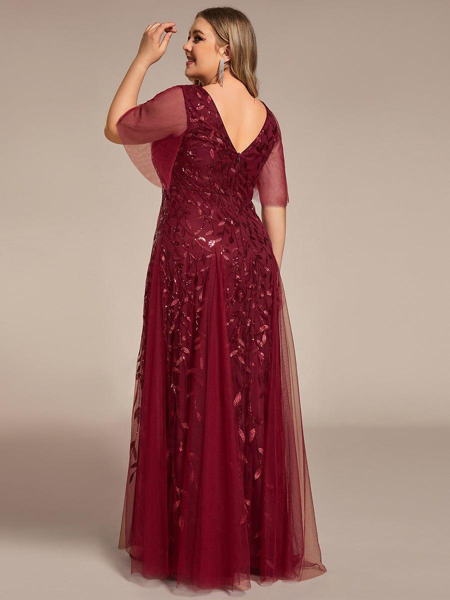 ever ASTRAL|Romantic Shimmery V Neck Ruffle Sleeves Maxi Long Evening Gowns - Image 53