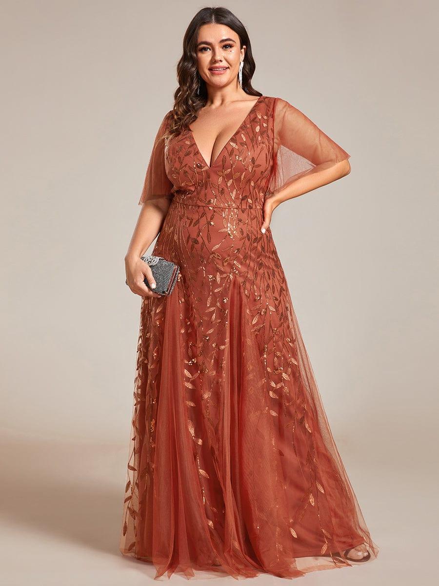 ever ASTRAL|Romantic Shimmery V Neck Ruffle Sleeves Maxi Long Evening Gowns - Image 81