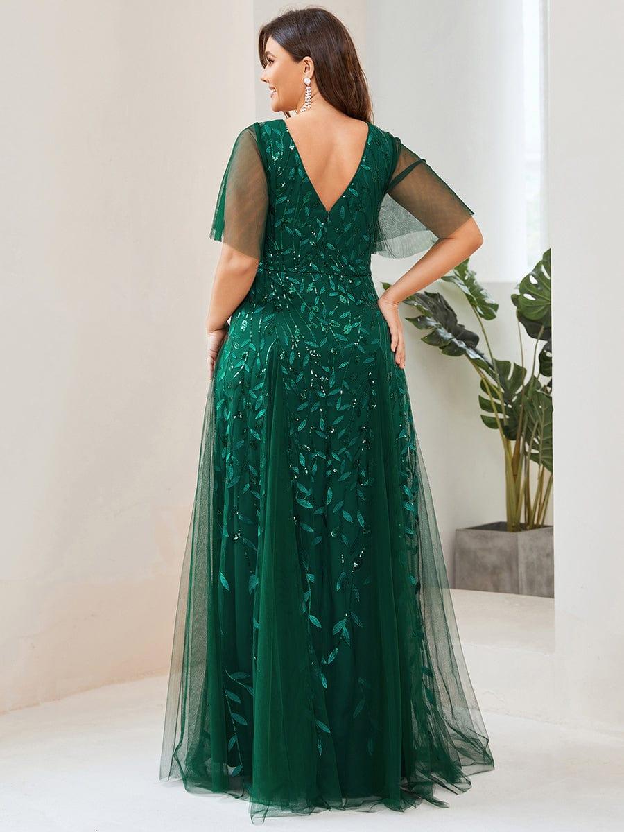 ever ASTRAL|Stunning V Neck Long Wedding Guest Dress with Ruffle Sleeves - Image 13