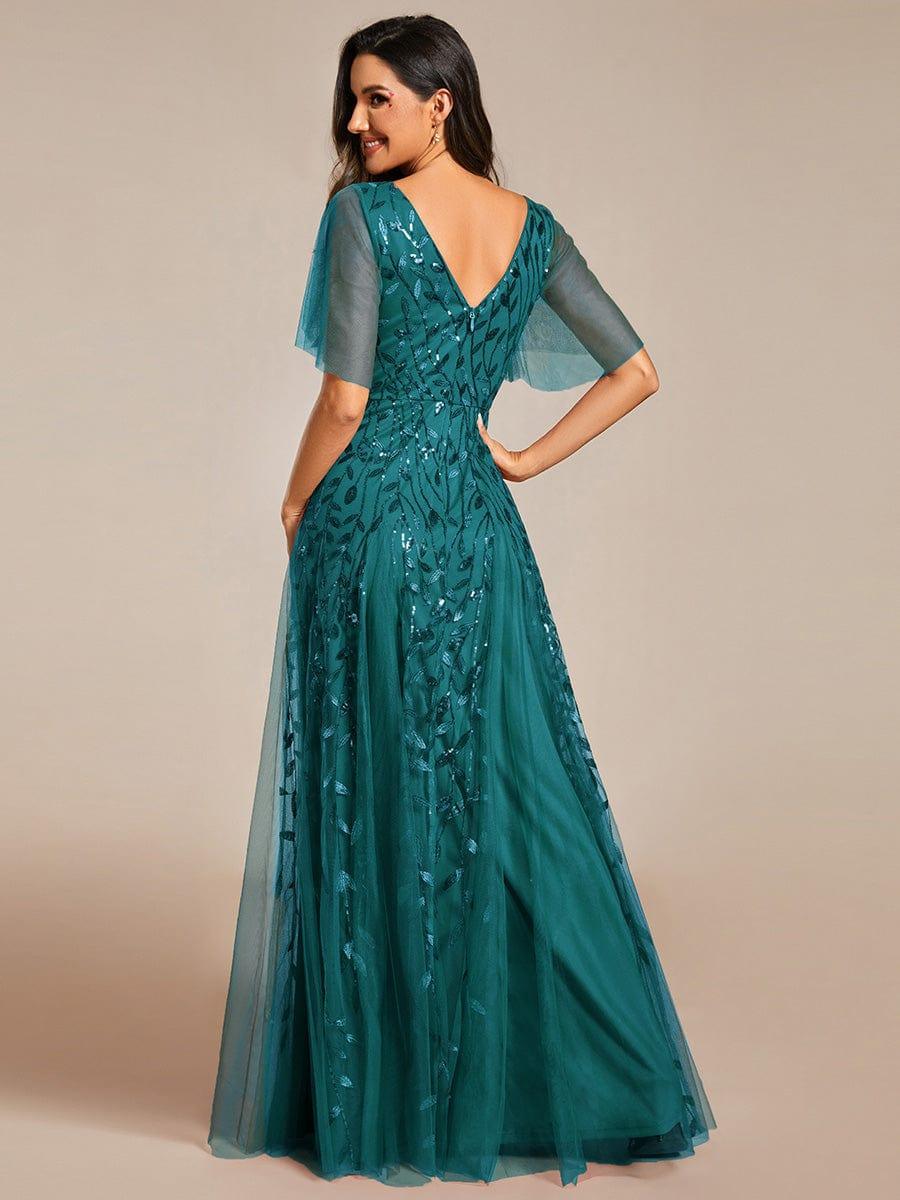 ever ASTRAL|Stunning V Neck Long Wedding Guest Dress with Ruffle Sleeves - Image 81