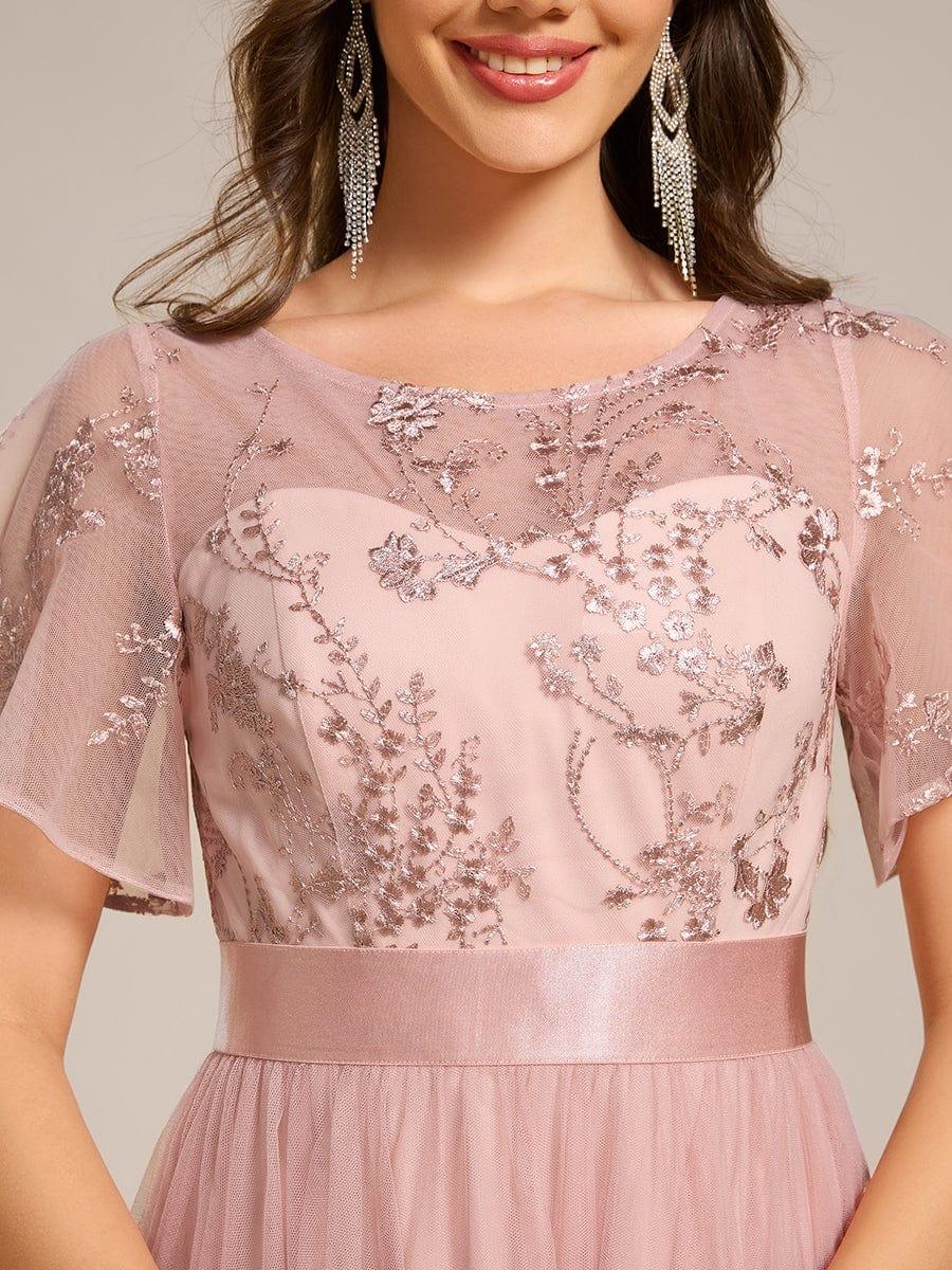 ever MARA|Round Neck Embellished Midi Tulle Dress In Pink - Image 3
