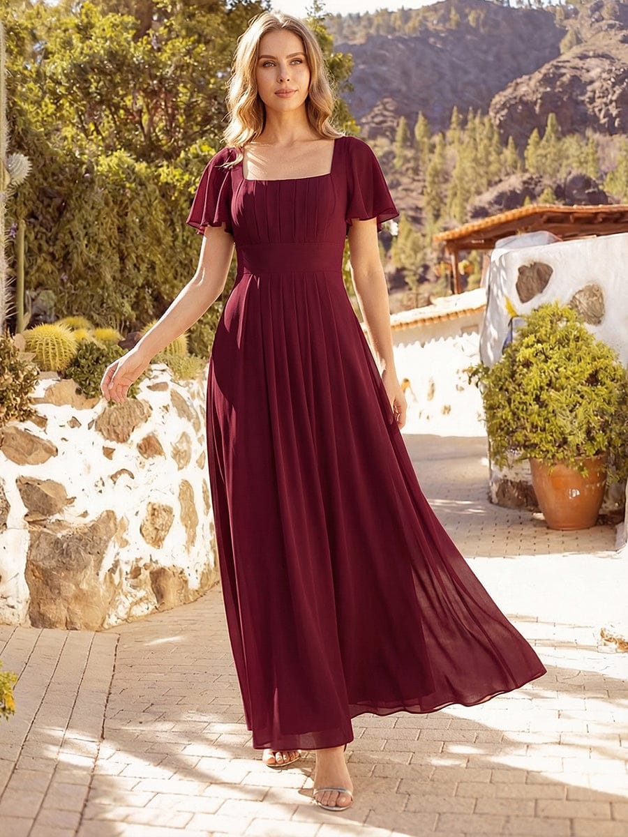 ever AVIEL|Ruched Chiffon Ruffle Sleeve Dress - Image 11