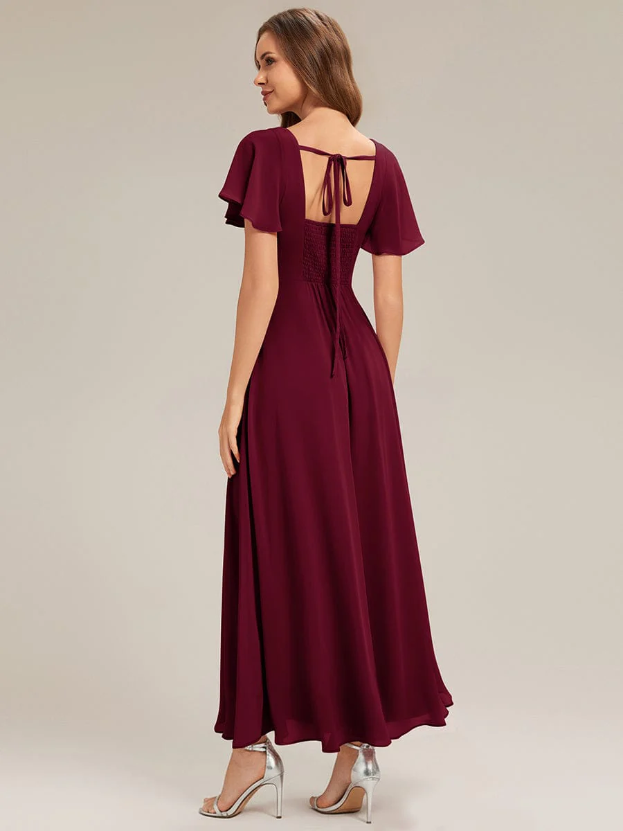 ever AVIEL|Ruched Chiffon Ruffle Sleeve Dress - Image 12