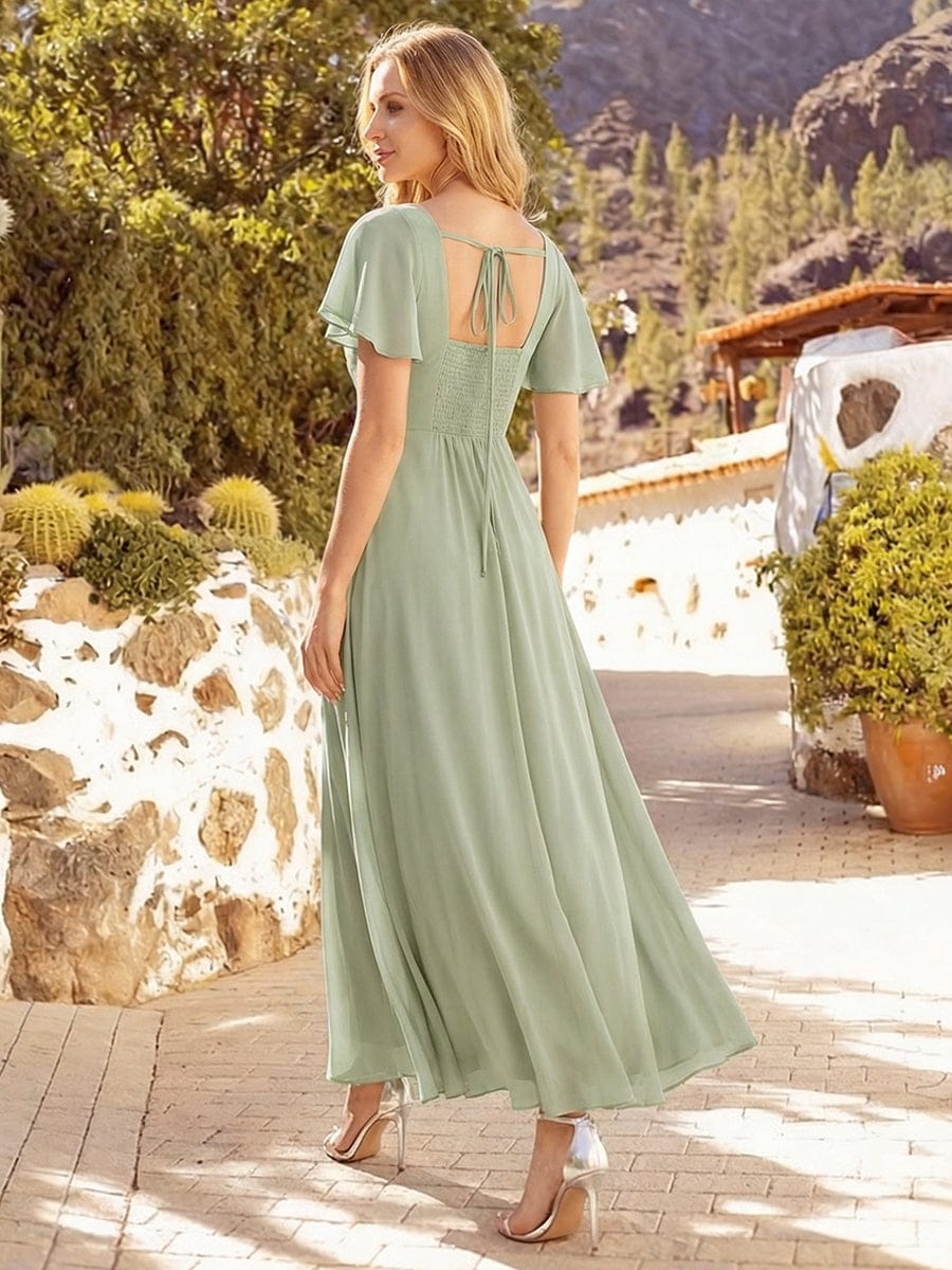 ever AVIEL|Ruched Chiffon Ruffle Sleeve Dress - Image 37