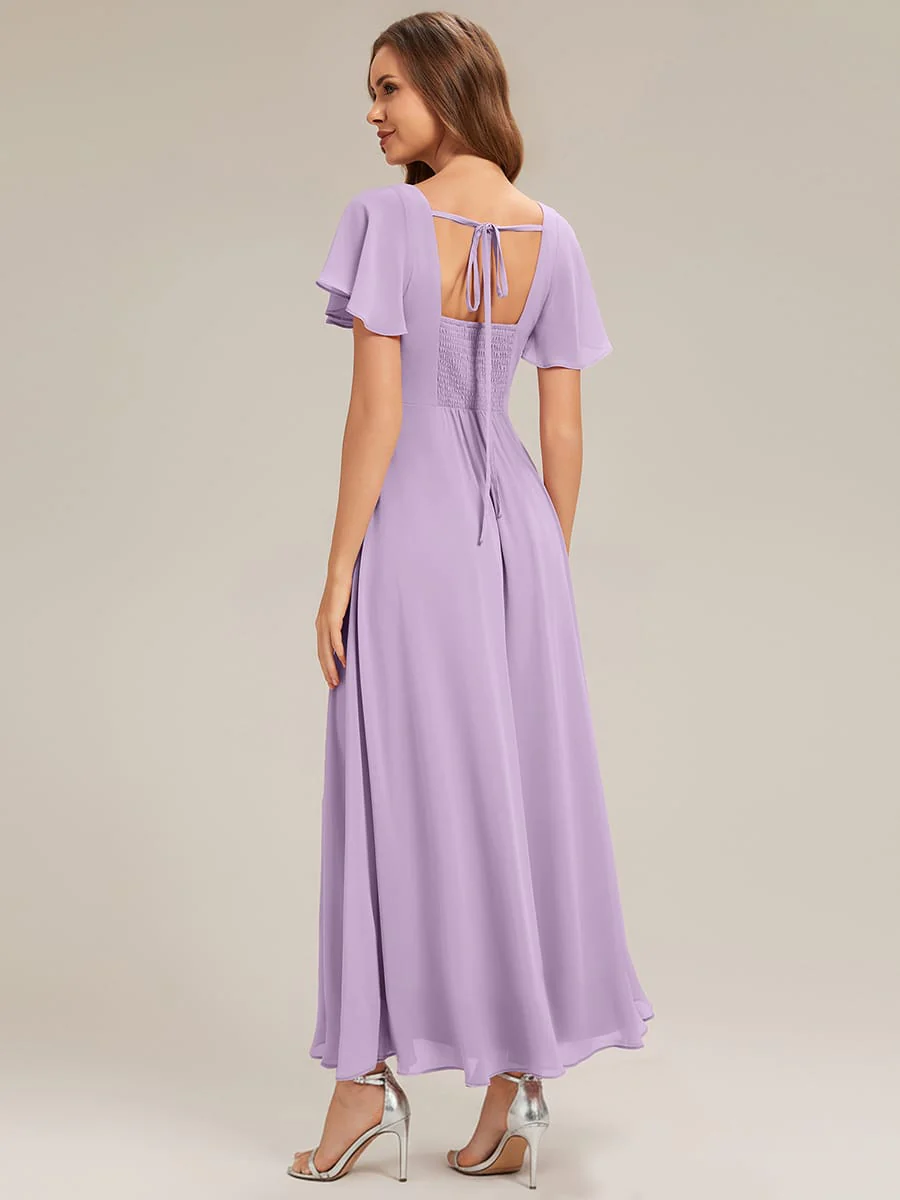 ever AVIEL|Ruched Chiffon Ruffle Sleeve Dress - Image 57