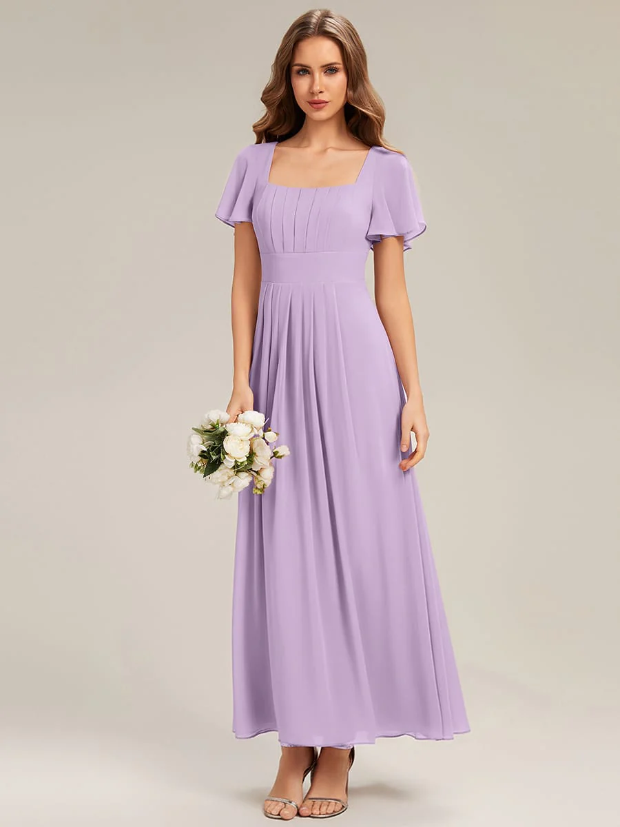 ever AVIEL|Ruched Chiffon Ruffle Sleeve Dress - Image 58
