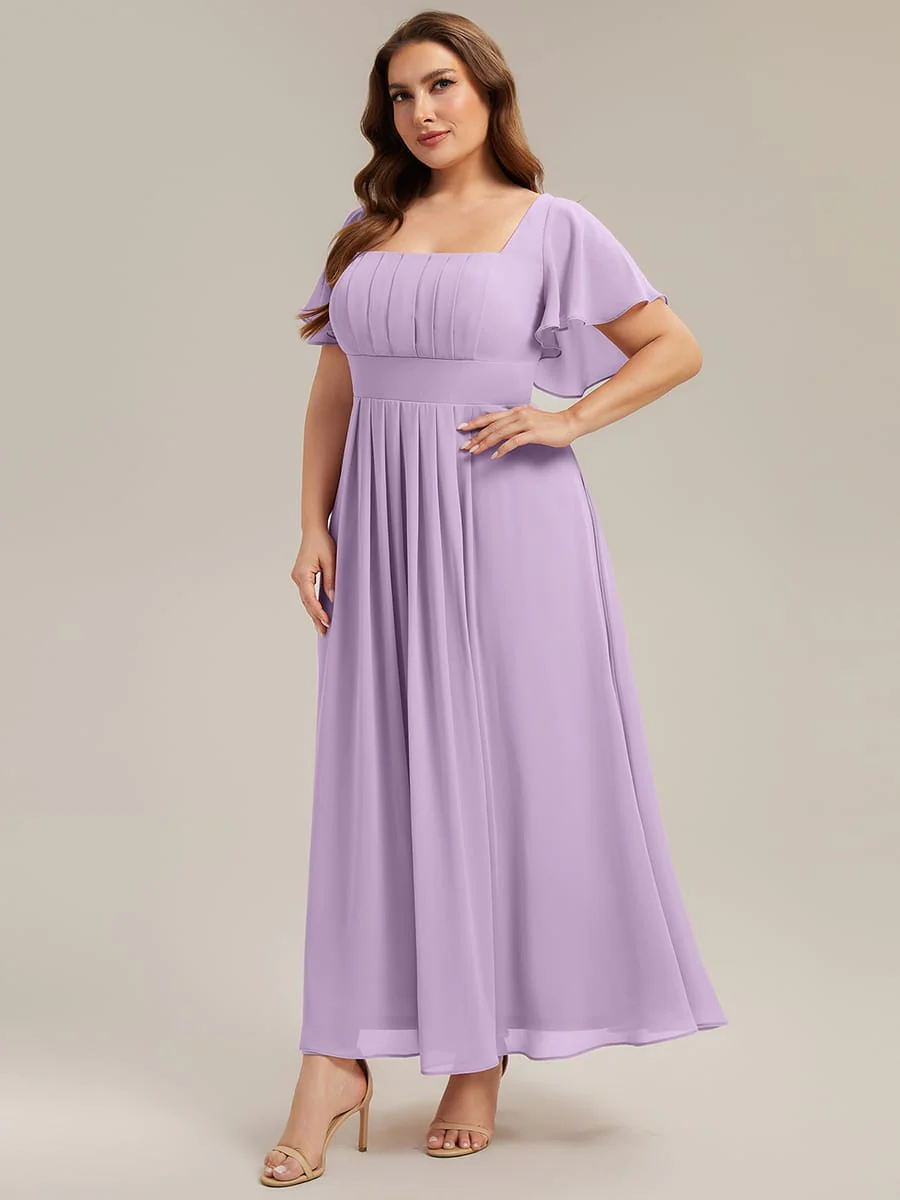 ever AVIEL|Ruched Chiffon Ruffle Sleeve Dress - Image 63