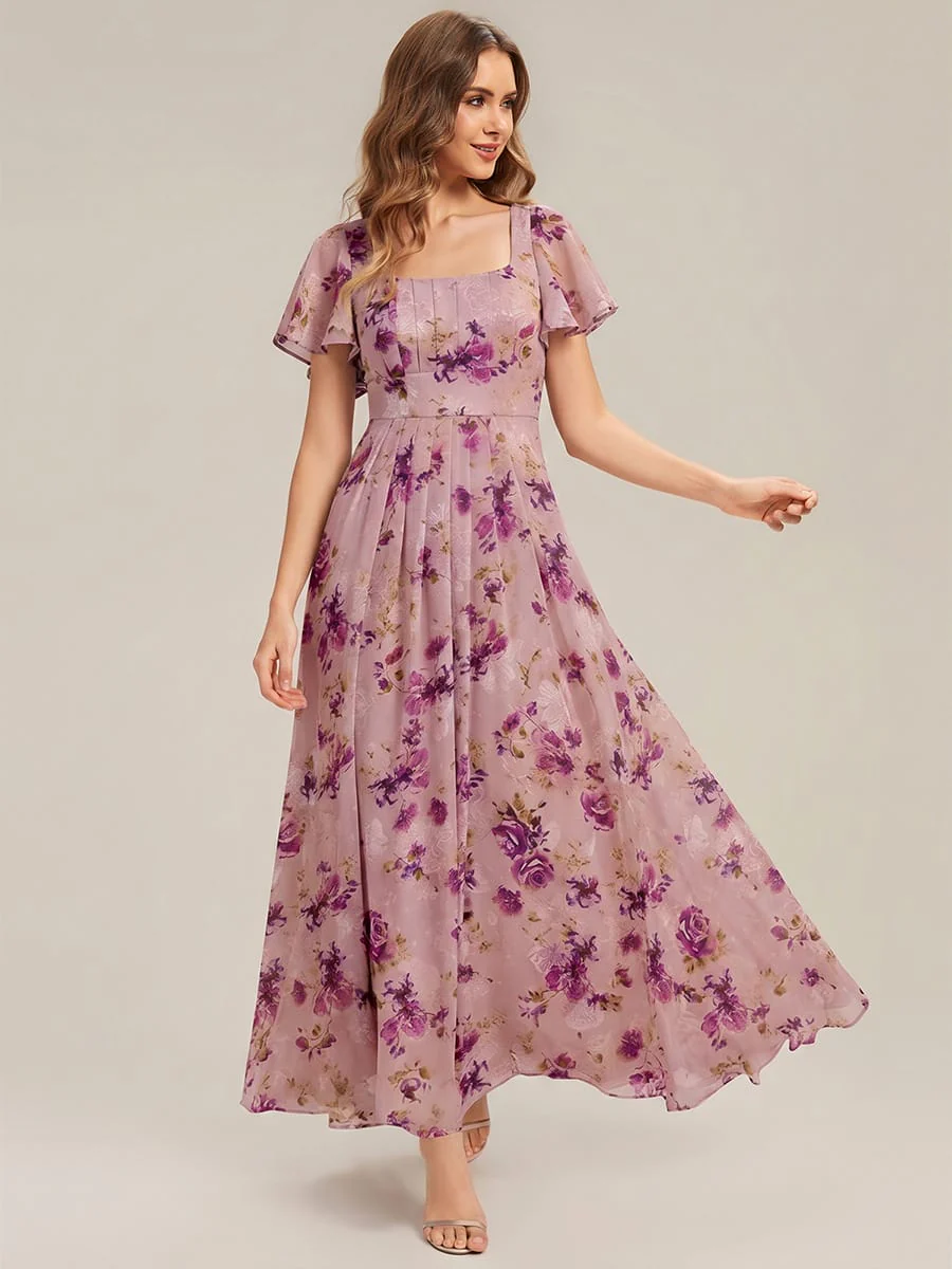 ever AVIEL|Ruched Chiffon Ruffle Sleeve Dress - Image 66