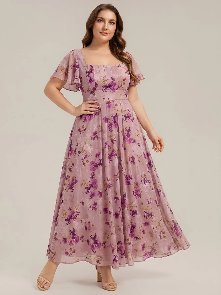 ever AVIEL|Ruched Chiffon Ruffle Sleeve Dress - Image 74