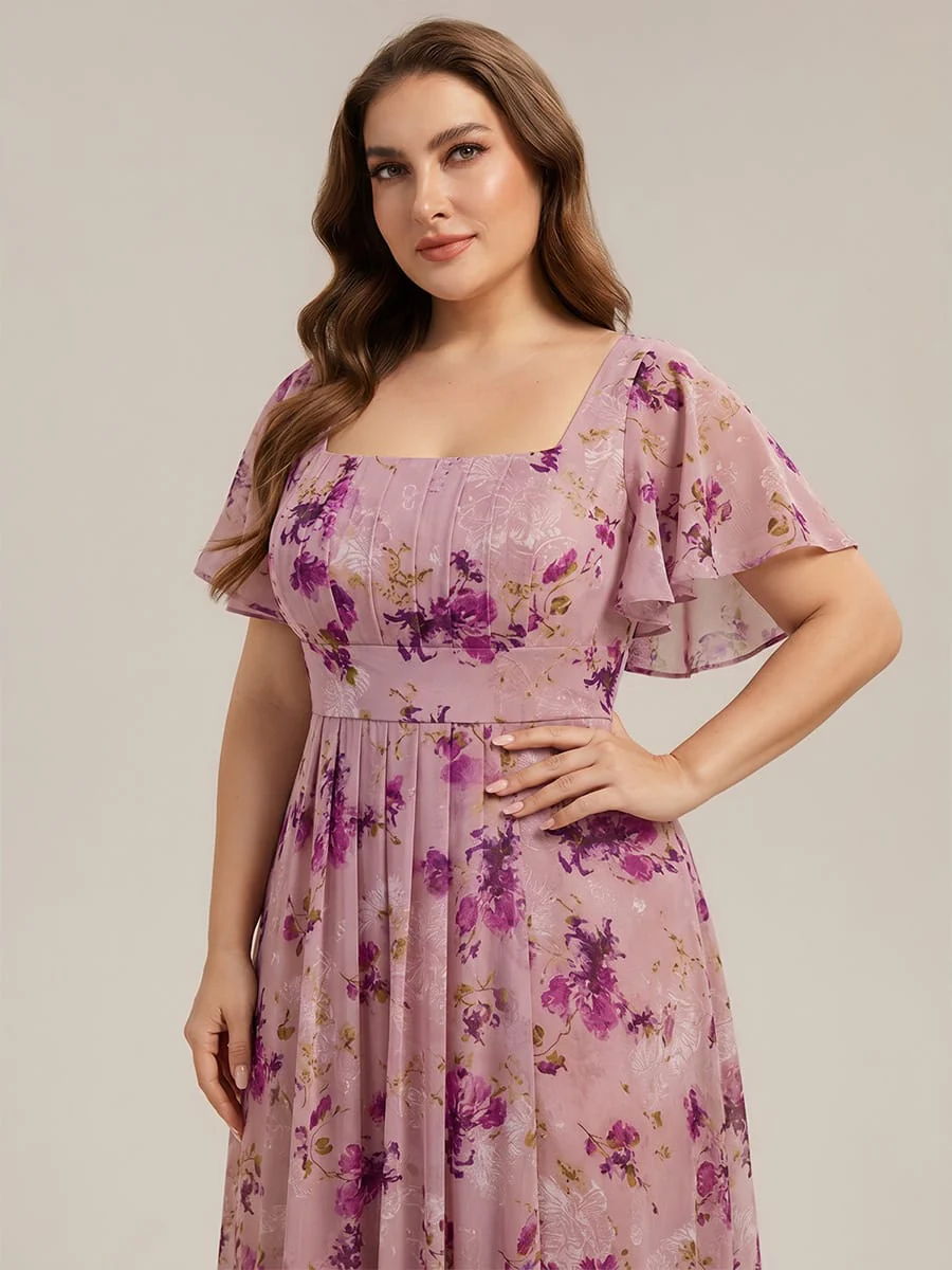 ever AVIEL|Ruched Chiffon Ruffle Sleeve Dress - Image 75