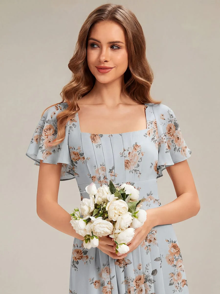 ever AVIEL|Ruched Chiffon Ruffle Sleeve Dress - Image 88