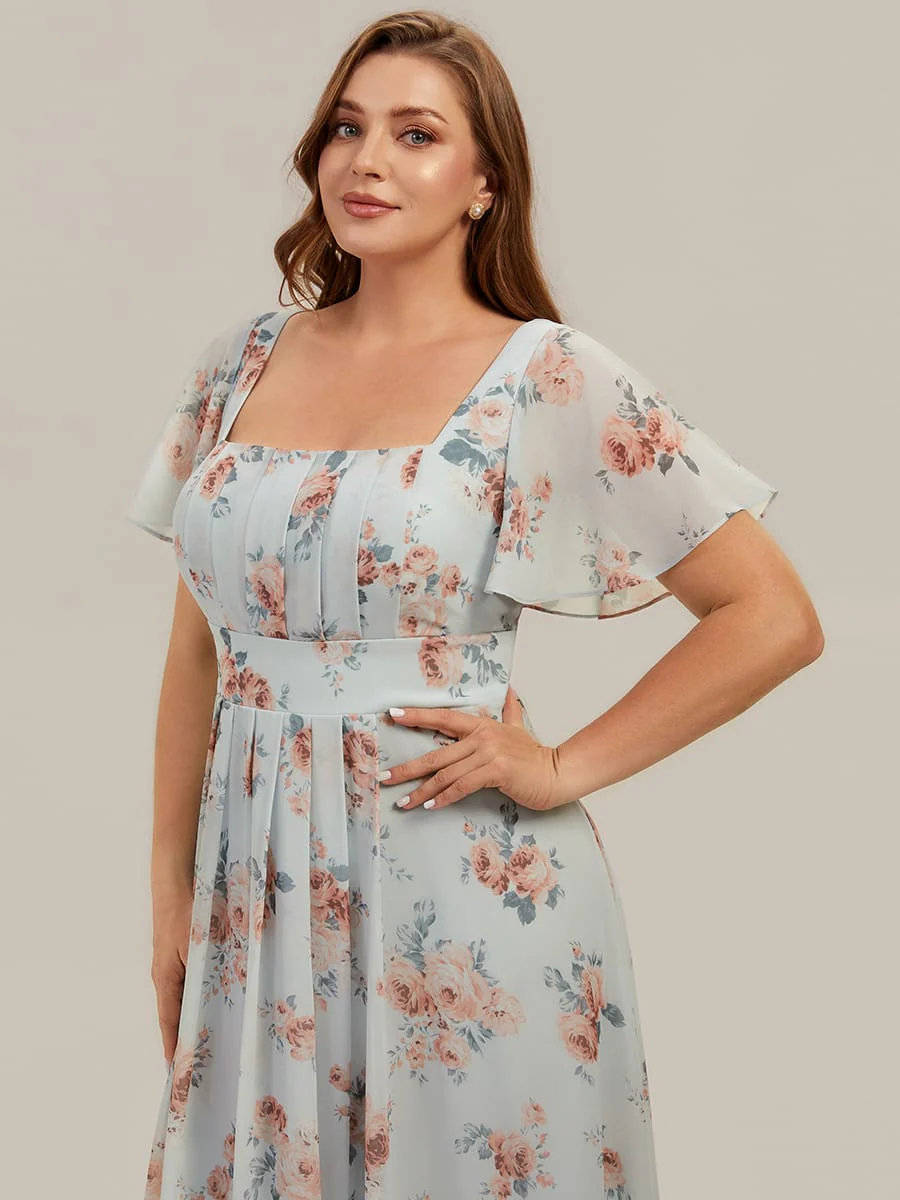 ever AVIEL|Ruched Chiffon Ruffle Sleeve Dress - Image 93