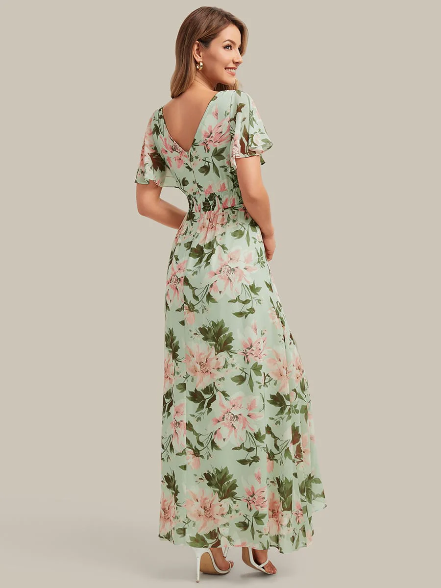 Floral Print and Flutter Sleeves Dress - Image 13
