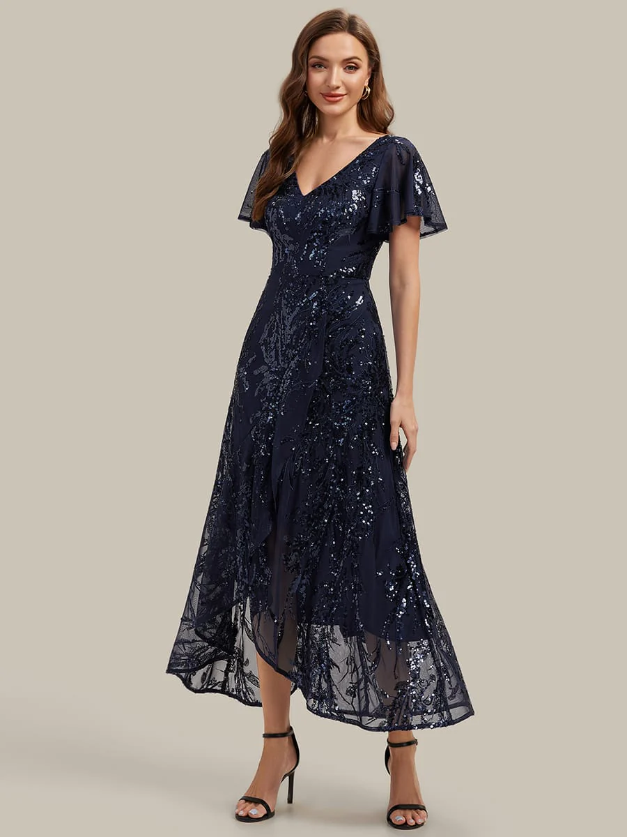 Ruffled Sequin Ruffle Sleeve Dress - Image 4