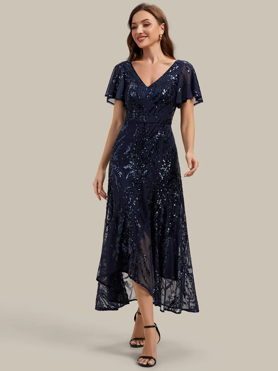 Ruffled Sequin Ruffle Sleeve Dress - Image 5