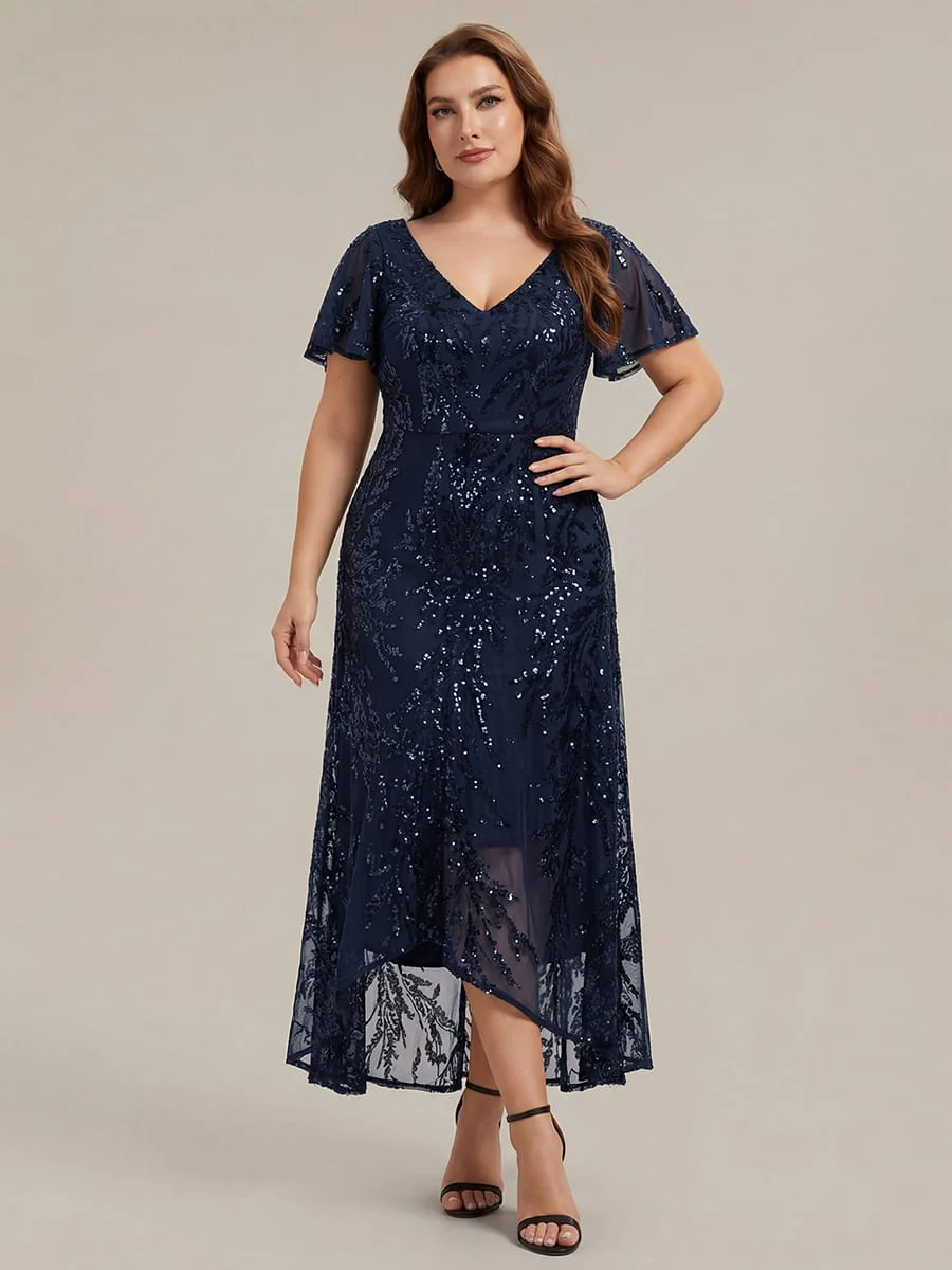 Ruffled Sequin Ruffle Sleeve Dress - Image 6