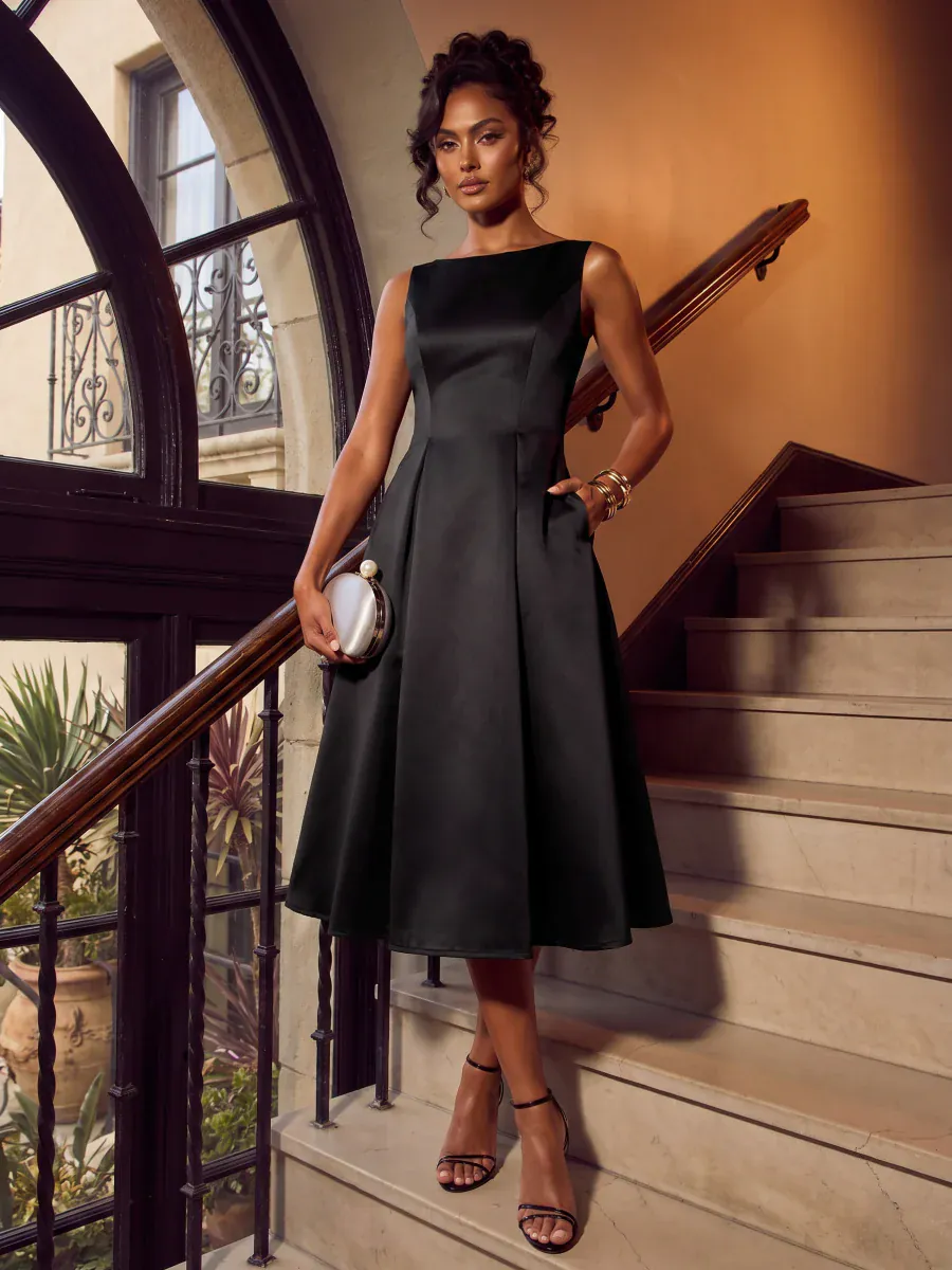 Satin Sleeveless Ball-Gown Dress - Image 9