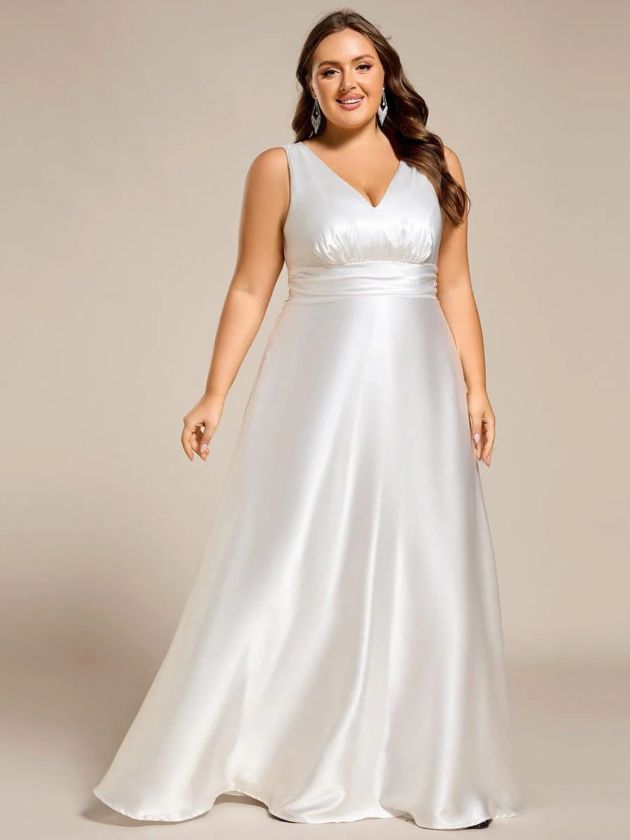 ever INDY|Sleeveless Empire Waist Satin Maxi Bridesmaid Dress With Pockets - Image 52