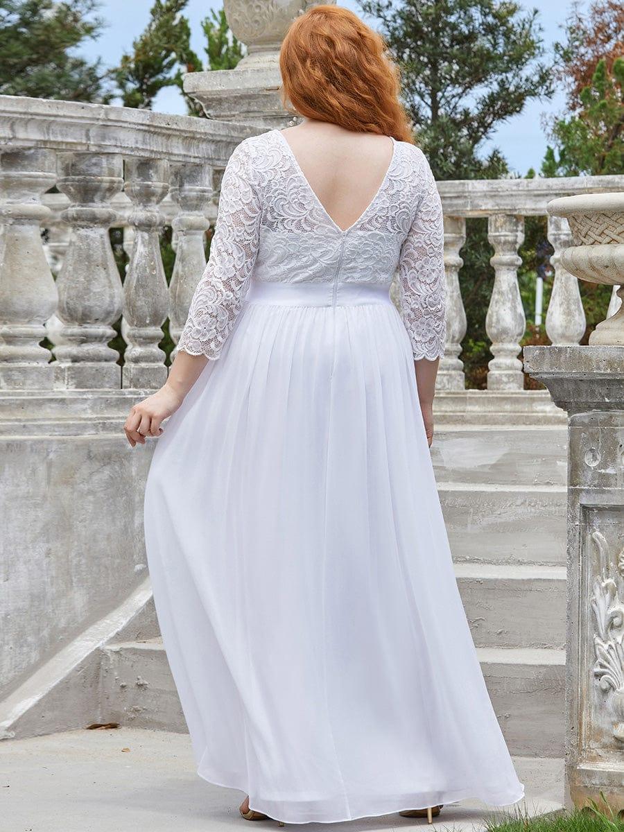 ever FAUN|Elegant Round Neck A Line See-Through Lace Bridesmaid Dress - Image 51