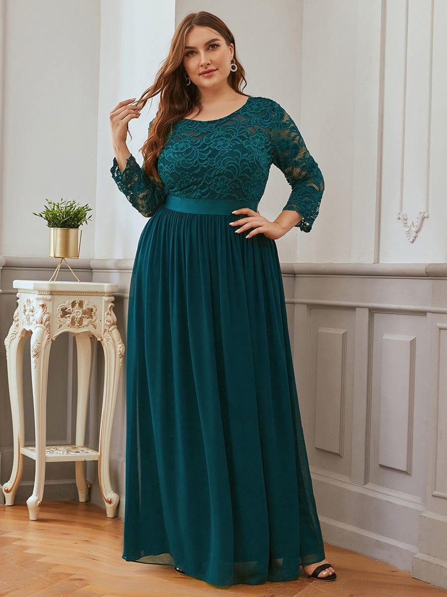 ever FAUN|Elegant Round Neck A Line See-Through Lace Bridesmaid Dress - Image 95
