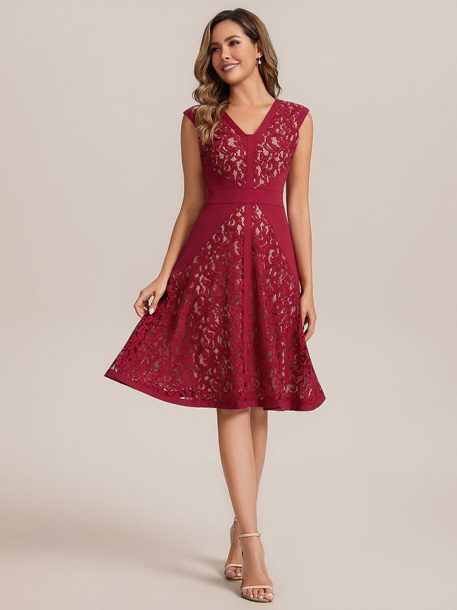 ever TOVE|See-through Lace Cap Sleeve Dress - Image 6
