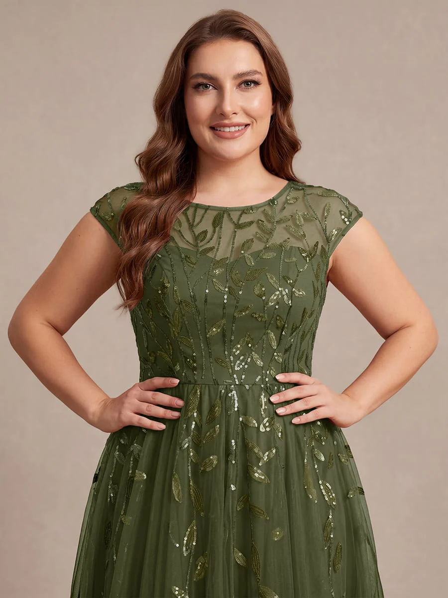 Elegant Sequin Cap Sleeve Dress - Image 115