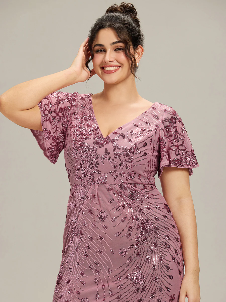 ever PALMER|Sequin Ruffle Sleeve Evening Dress - Image 30