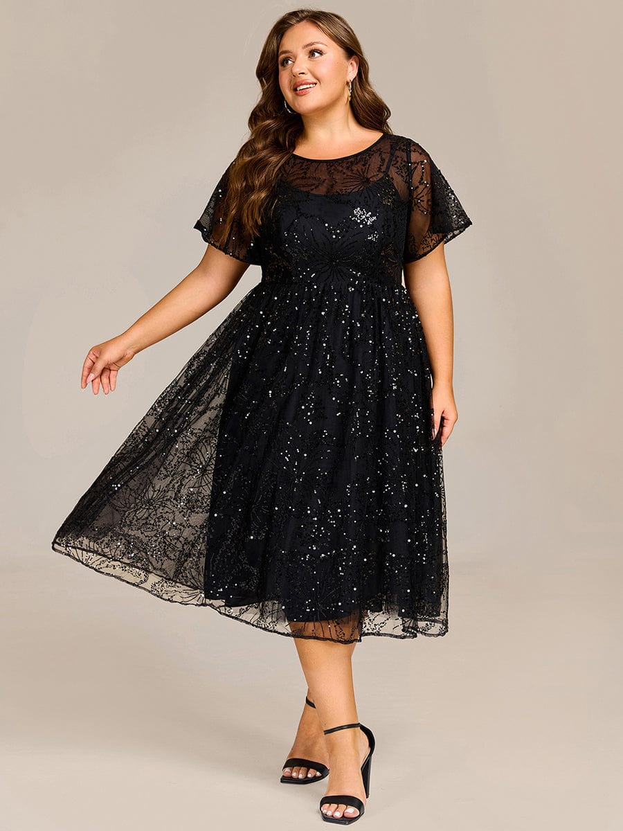 ever ADEL|Sequin Ruffle Sleeve Wedding Guest Dress - Image 7