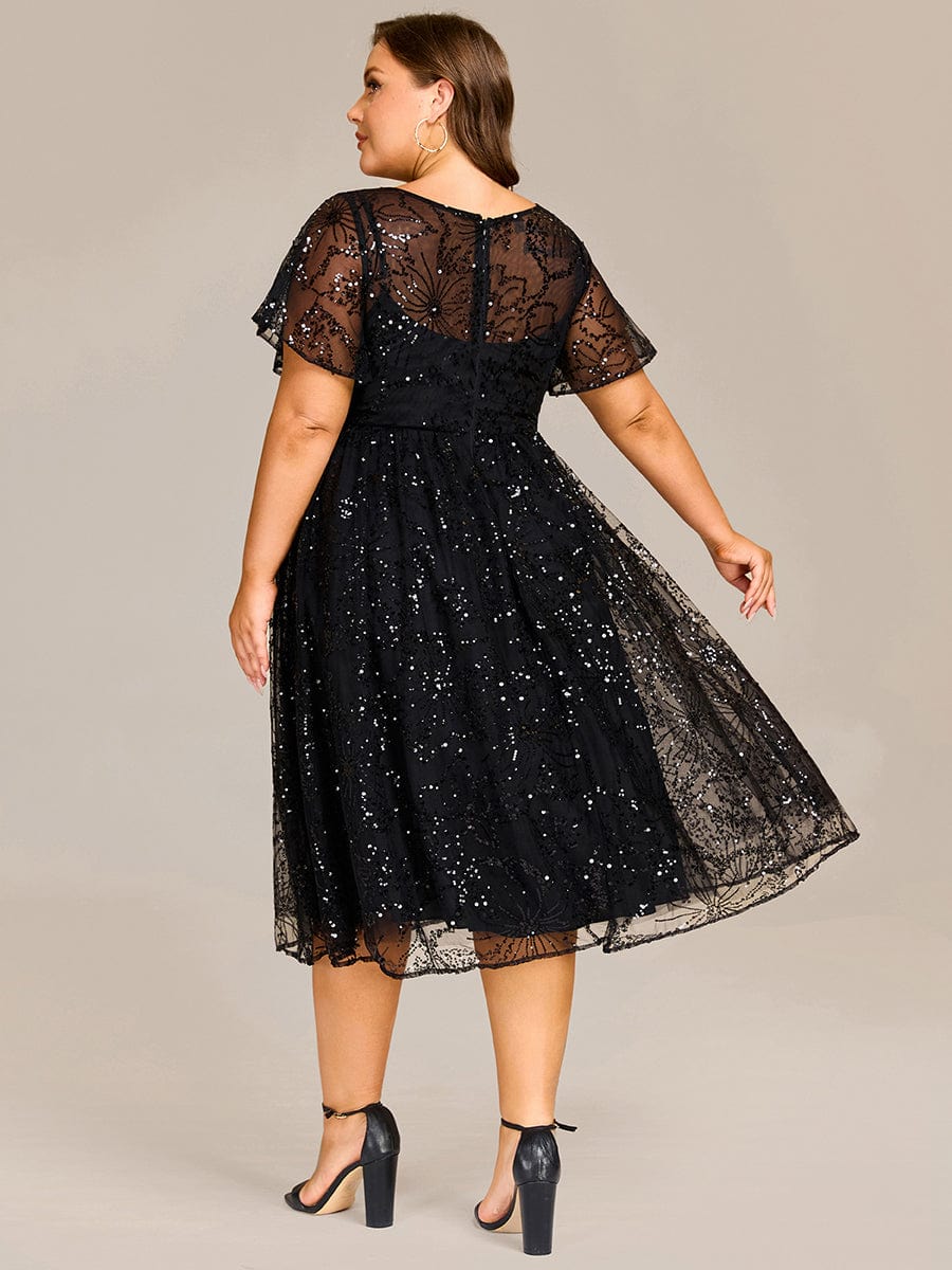ever ADEL|Sequin Ruffle Sleeve Wedding Guest Dress - Image 8