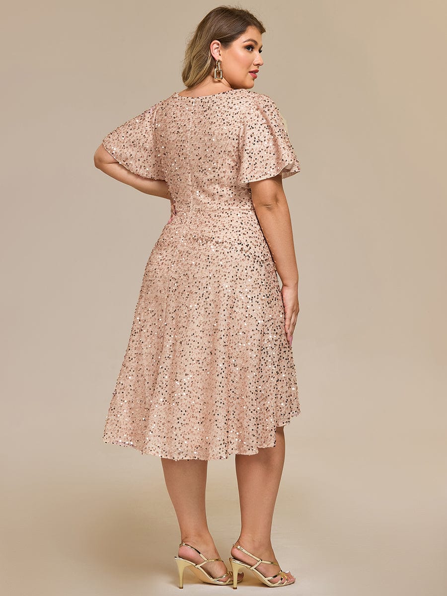 ever CALISTEA|Sequin Ruffles Sleeve Midi Evening Dress - Image 11