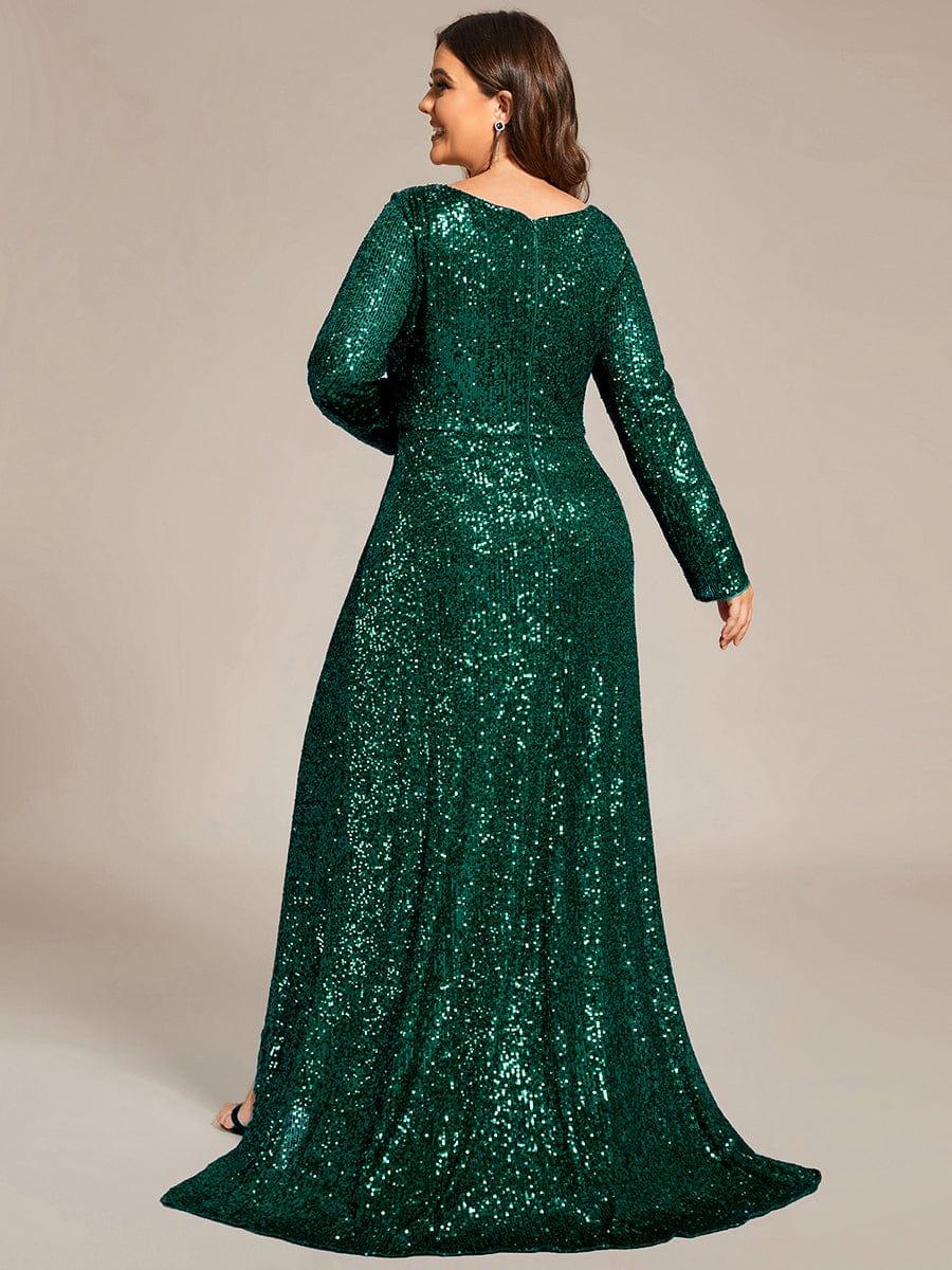 pretty SYREN|Plus Size Sequin V-neck Long Sleeve Evening Dress(Final Sale) - Image 12