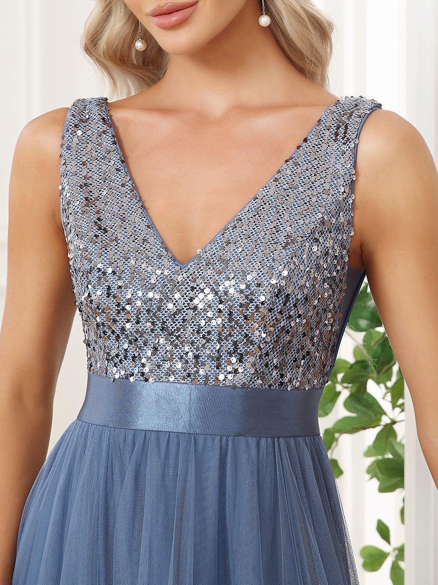 ever CALLIE|Sequin V-Neck Sleeveless High Low Evening Dress (Final Sale) - Image 22