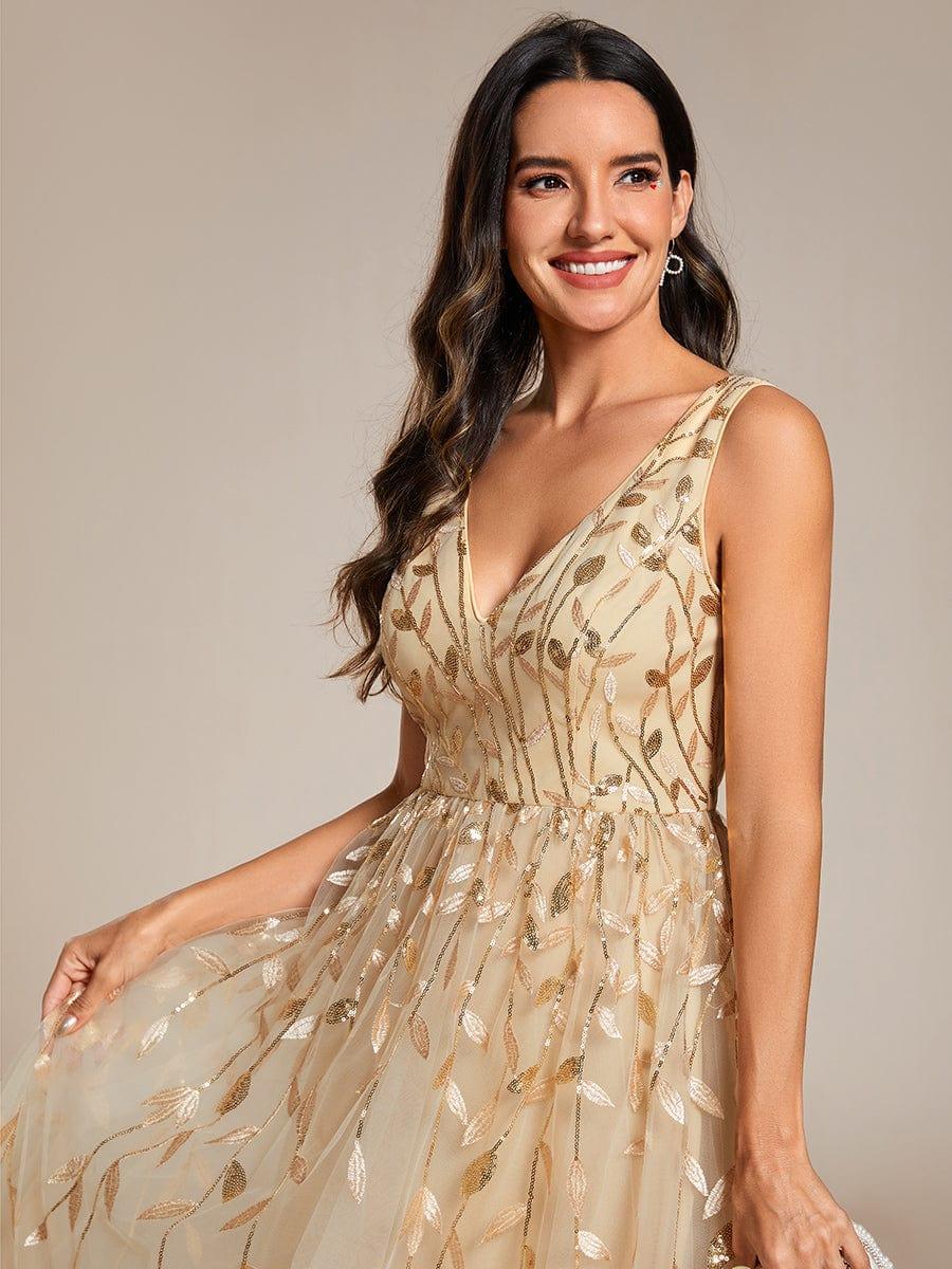 ever ROUX|Sequined V-Neck A-Line Midi Wedding Guest Dress with Sleeveless£¨Final Sale£© - Image 13