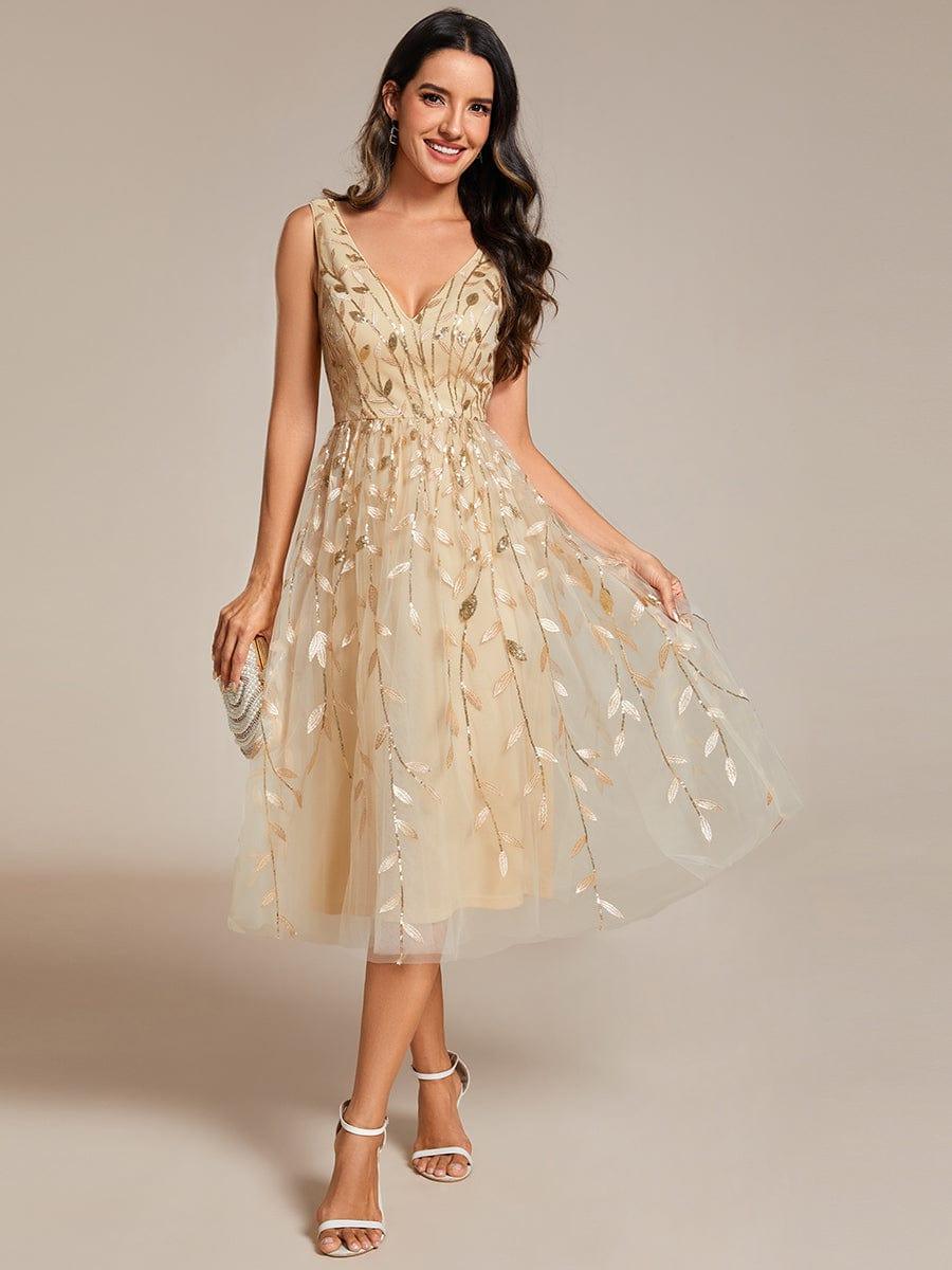 ever ROUX|Sequined V-Neck A-Line Midi Wedding Guest Dress with Sleeveless£¨Final Sale£© - Image 14