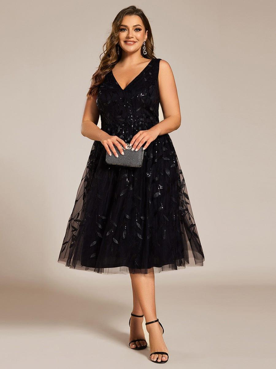ever ROUX|Sequined V-Neck A-Line Midi Wedding Guest Dress with Sleeveless£¨Final Sale£© - Image 16